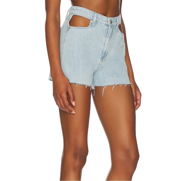 Blank NYC High Rise Cut Out Jean Shorts Light Distressed Denim 24" NWOT - Picture 3 of 7